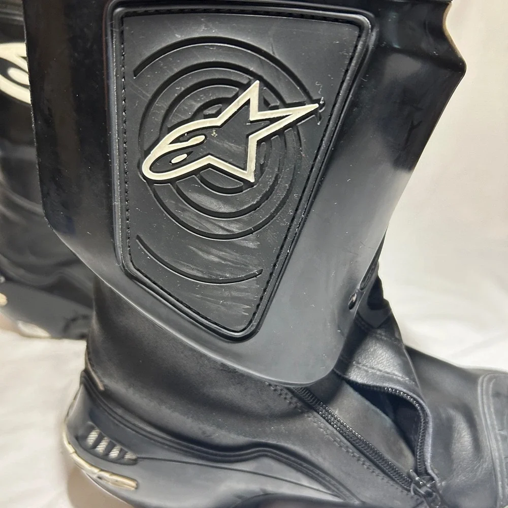 Alpinestars Supertech Motorcycle Racing Boots Black White Mens US 9 Euro 43 3082